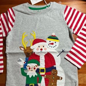 BRANS NEW Gray Santa friend long sleeve shirt for 3-4 year old
